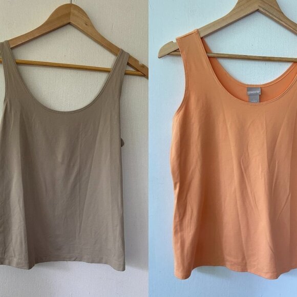 Chicos Tank Top Lot Womens Medium Orange Nude Fitted Closet Staple Tanks - Picture 1 of 12